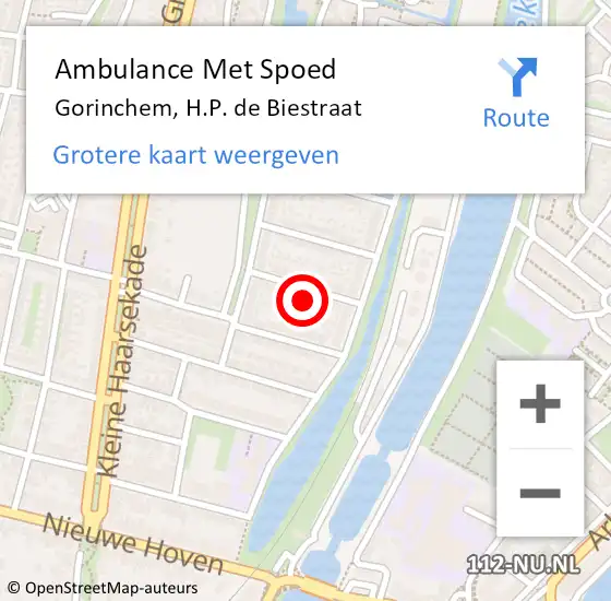 Locatie op kaart van de 112 melding: Ambulance Met Spoed Naar Gorinchem, H.P. de Biestraat op 24 januari 2023 08:26