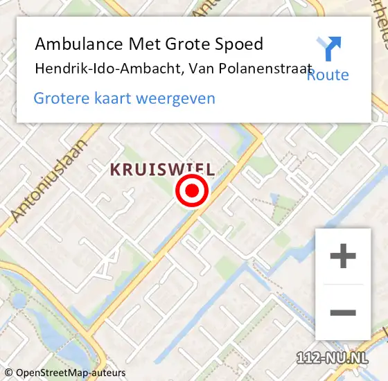 Locatie op kaart van de 112 melding: Ambulance Met Grote Spoed Naar Hendrik-Ido-Ambacht, Van Polanenstraat op 24 januari 2023 08:31