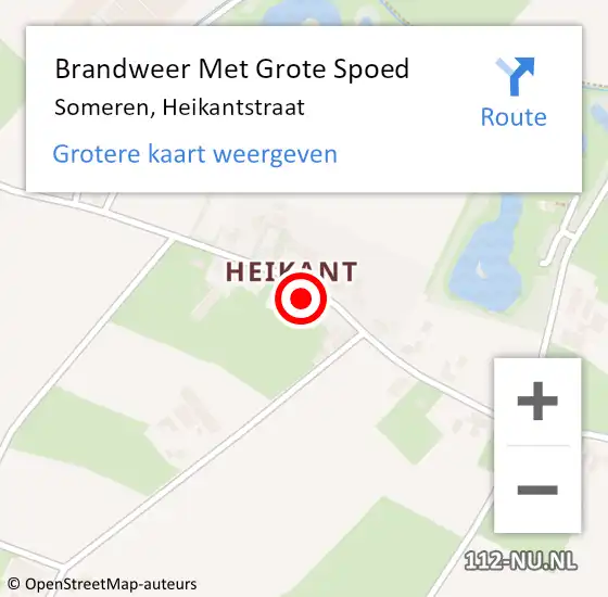 Locatie op kaart van de 112 melding: Brandweer Met Grote Spoed Naar Someren, Heikantstraat op 24 januari 2023 09:39