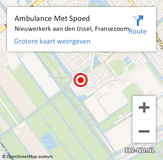 Locatie op kaart van de 112 melding: Ambulance Met Spoed Naar Nieuwerkerk aan den IJssel, Fransezoom op 24 januari 2023 09:42