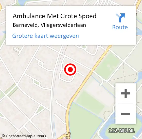 Locatie op kaart van de 112 melding: Ambulance Met Grote Spoed Naar Barneveld, Vliegersvelderlaan op 24 januari 2023 09:49