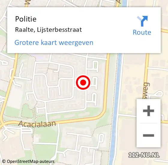 Locatie op kaart van de 112 melding: Politie Raalte, Lijsterbesstraat op 24 januari 2023 09:49