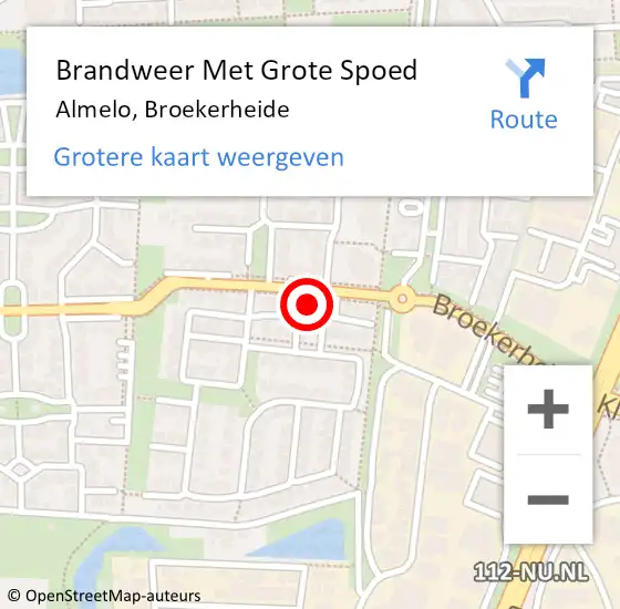 Locatie op kaart van de 112 melding: Brandweer Met Grote Spoed Naar Almelo, Broekerheide op 24 januari 2023 10:12