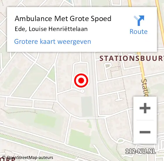 Locatie op kaart van de 112 melding: Ambulance Met Grote Spoed Naar Ede, Louise Henriëttelaan op 24 januari 2023 10:28