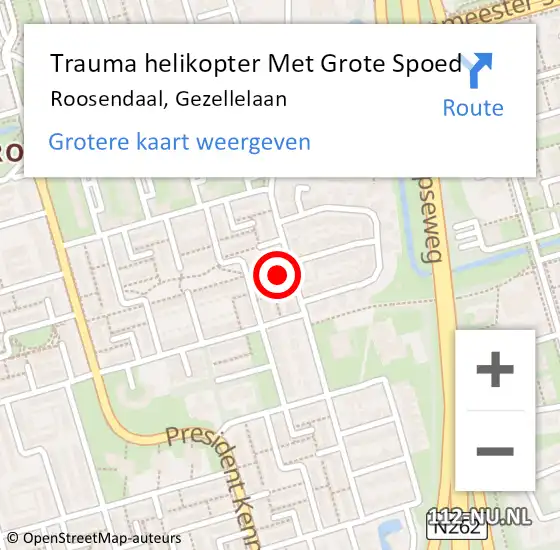 Locatie op kaart van de 112 melding: Trauma helikopter Met Grote Spoed Naar Roosendaal, Gezellelaan op 24 januari 2023 10:29
