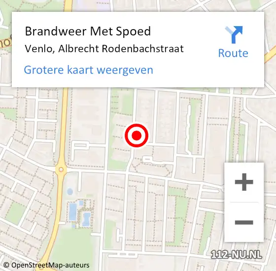 Locatie op kaart van de 112 melding: Brandweer Met Spoed Naar Venlo, Albrecht Rodenbachstraat op 24 januari 2023 10:37