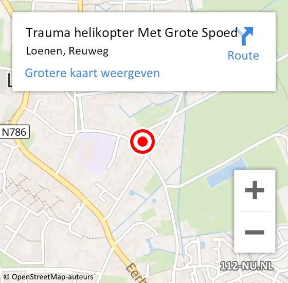 Locatie op kaart van de 112 melding: Trauma helikopter Met Grote Spoed Naar Loenen, Reuweg op 24 januari 2023 10:40