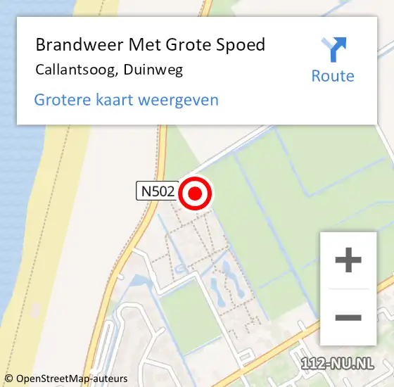 Locatie op kaart van de 112 melding: Brandweer Met Grote Spoed Naar Callantsoog, Duinweg op 24 januari 2023 11:03