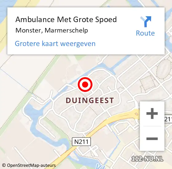 Locatie op kaart van de 112 melding: Ambulance Met Grote Spoed Naar Monster, Marmerschelp op 24 januari 2023 11:03