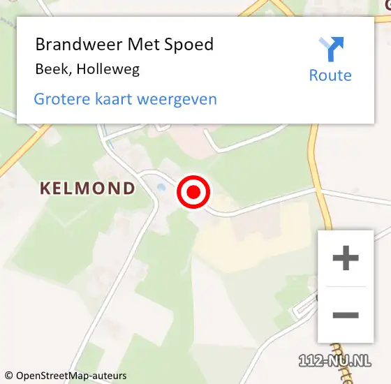 Locatie op kaart van de 112 melding: Brandweer Met Spoed Naar Beek, Holleweg op 24 januari 2023 11:08