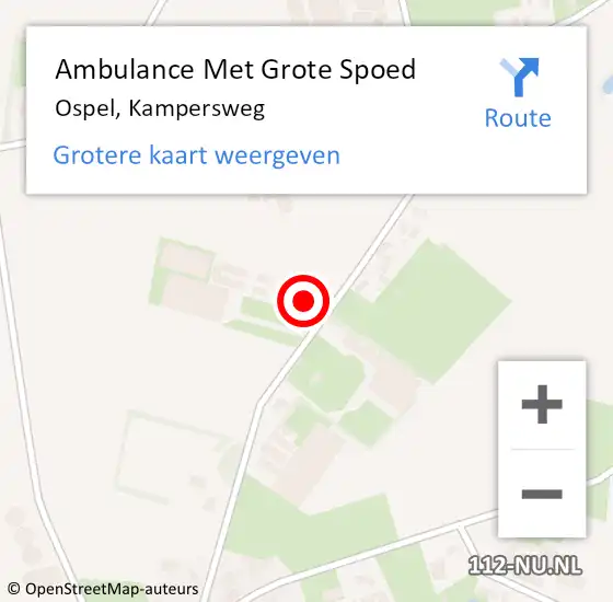 Locatie op kaart van de 112 melding: Ambulance Met Grote Spoed Naar Ospel, Kampersweg op 24 januari 2023 11:09