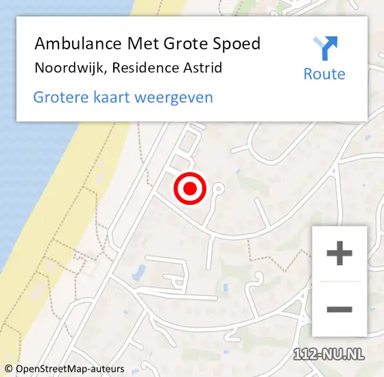 Locatie op kaart van de 112 melding: Ambulance Met Grote Spoed Naar Noordwijk, Residence Astrid op 24 januari 2023 11:59