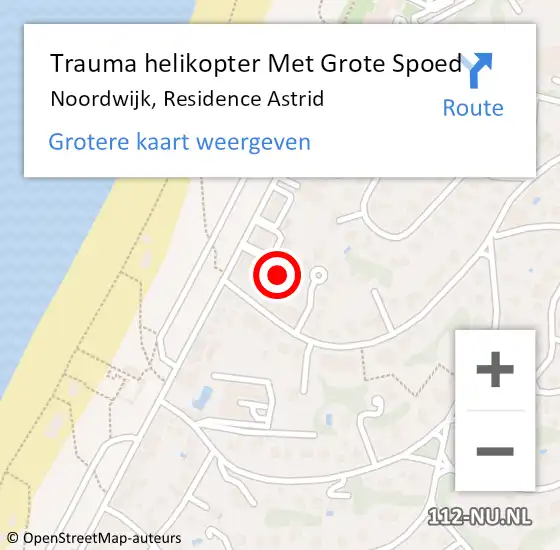 Locatie op kaart van de 112 melding: Trauma helikopter Met Grote Spoed Naar Noordwijk, Residence Astrid op 24 januari 2023 12:01