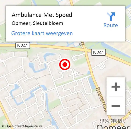 Locatie op kaart van de 112 melding: Ambulance Met Spoed Naar Opmeer, Sleutelbloem op 24 januari 2023 12:03