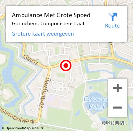 Locatie op kaart van de 112 melding: Ambulance Met Grote Spoed Naar Gorinchem, Componistenstraat op 24 januari 2023 12:24