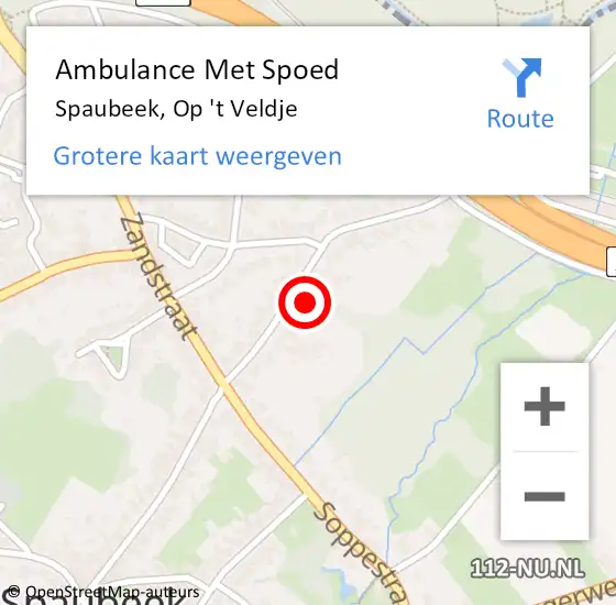 Locatie op kaart van de 112 melding: Ambulance Met Spoed Naar Spaubeek, Op 't Veldje op 13 augustus 2014 10:28