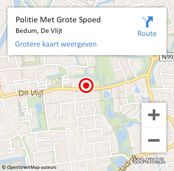 Locatie op kaart van de 112 melding: Politie Met Grote Spoed Naar Bedum, De Vlijt op 24 januari 2023 12:34