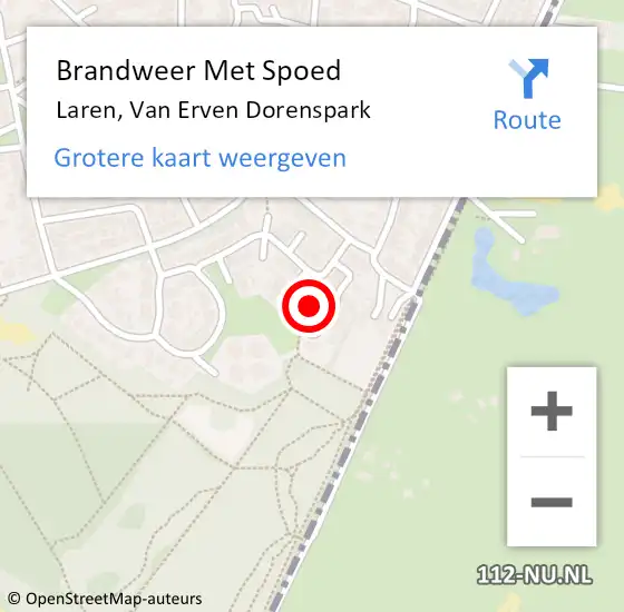 Locatie op kaart van de 112 melding: Brandweer Met Spoed Naar Laren, Van Erven Dorenspark op 24 januari 2023 12:46