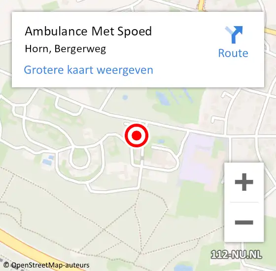 Locatie op kaart van de 112 melding: Ambulance Met Spoed Naar Horn, Bergerweg op 24 januari 2023 12:48