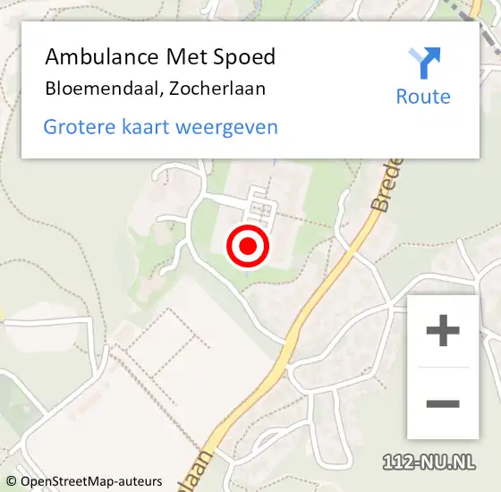 Locatie op kaart van de 112 melding: Ambulance Met Spoed Naar Bloemendaal, Zocherlaan op 24 januari 2023 12:48