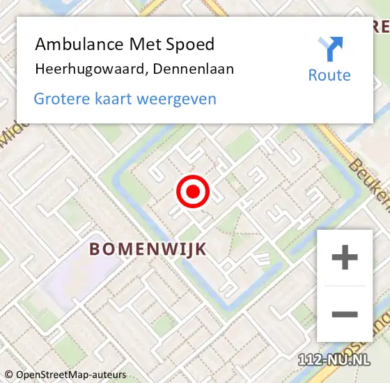 Locatie op kaart van de 112 melding: Ambulance Met Spoed Naar Heerhugowaard, Dennenlaan op 24 januari 2023 13:00