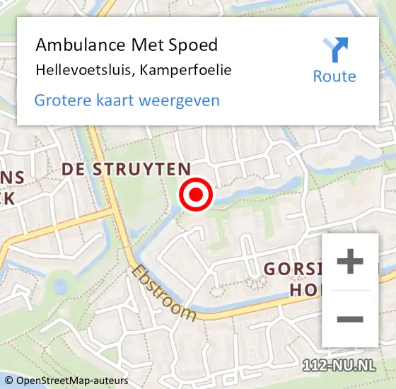 Locatie op kaart van de 112 melding: Ambulance Met Spoed Naar Hellevoetsluis, Kamperfoelie op 24 januari 2023 13:33