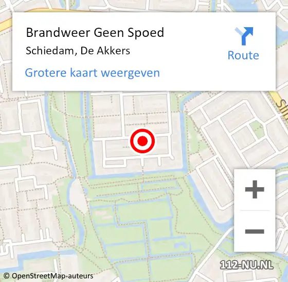 Locatie op kaart van de 112 melding: Brandweer Geen Spoed Naar Schiedam, De Akkers op 24 januari 2023 13:37