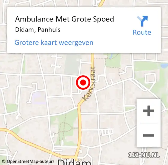 Locatie op kaart van de 112 melding: Ambulance Met Grote Spoed Naar Didam, Panhuis op 24 januari 2023 13:44