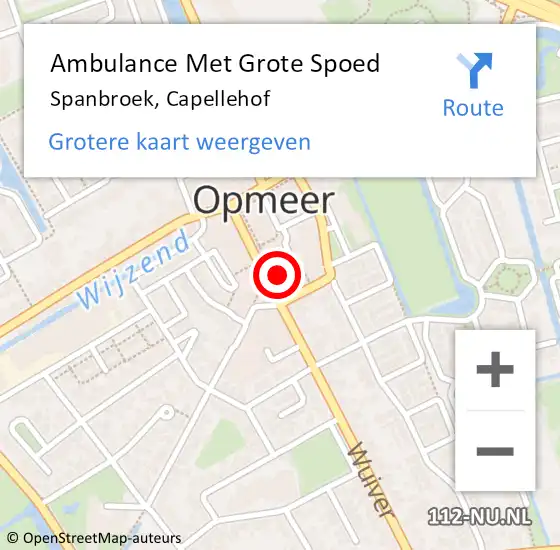 Locatie op kaart van de 112 melding: Ambulance Met Grote Spoed Naar Spanbroek, Capellehof op 24 januari 2023 14:07