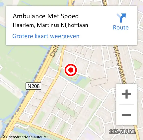 Locatie op kaart van de 112 melding: Ambulance Met Spoed Naar Haarlem, Martinus Nijhofflaan op 24 januari 2023 14:25