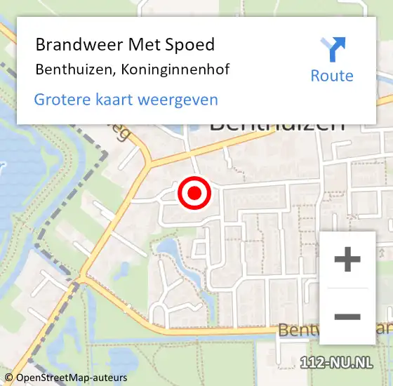 Locatie op kaart van de 112 melding: Brandweer Met Spoed Naar Benthuizen, Koninginnenhof op 24 januari 2023 14:26