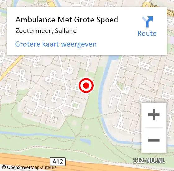 Locatie op kaart van de 112 melding: Ambulance Met Grote Spoed Naar Zoetermeer, Salland op 24 januari 2023 14:35