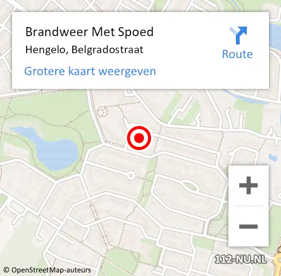 Locatie op kaart van de 112 melding: Brandweer Met Spoed Naar Hengelo, Belgradostraat op 24 januari 2023 14:40