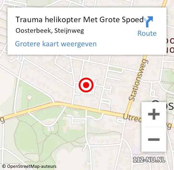 Locatie op kaart van de 112 melding: Trauma helikopter Met Grote Spoed Naar Oosterbeek, Steijnweg op 24 januari 2023 14:43