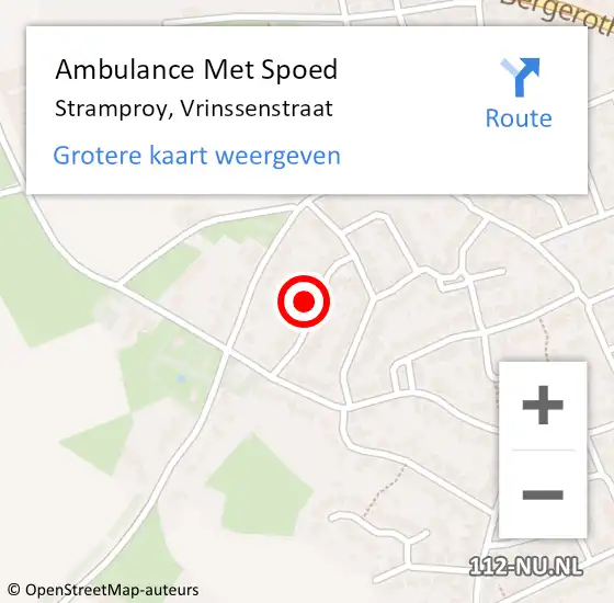 Locatie op kaart van de 112 melding: Ambulance Met Spoed Naar Stramproy, Vrinssenstraat op 24 januari 2023 14:44
