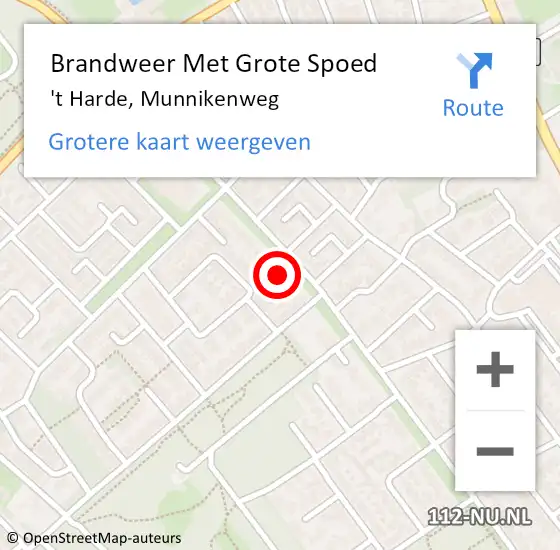 Locatie op kaart van de 112 melding: Brandweer Met Grote Spoed Naar 't Harde, Munnikenweg op 24 januari 2023 14:48