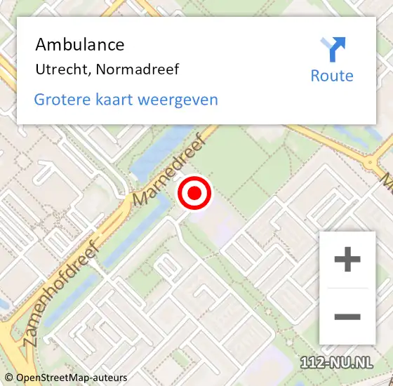 Locatie op kaart van de 112 melding: Ambulance Utrecht, Normadreef op 11 oktober 2013 12:31