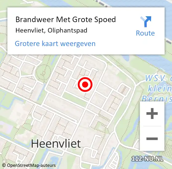 Locatie op kaart van de 112 melding: Brandweer Met Grote Spoed Naar Heenvliet, Oliphantspad op 24 januari 2023 14:58