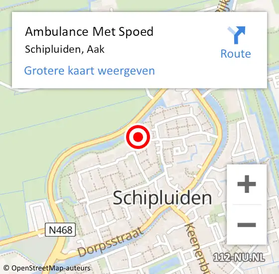 Locatie op kaart van de 112 melding: Ambulance Met Spoed Naar Schipluiden, Aak op 24 januari 2023 15:34