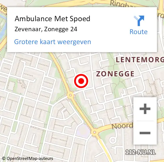 Locatie op kaart van de 112 melding: Ambulance Met Spoed Naar Zevenaar, Zonegge 24 op 24 januari 2023 15:34