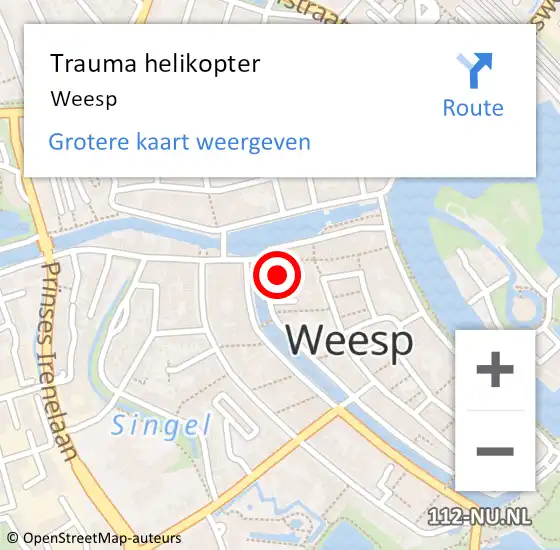 Locatie op kaart van de 112 melding: Trauma helikopter Weesp op 24 januari 2023 15:42