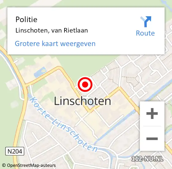 Locatie op kaart van de 112 melding: Politie Linschoten, van Rietlaan op 24 januari 2023 15:58