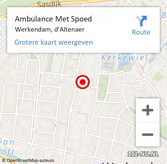 Locatie op kaart van de 112 melding: Ambulance Met Spoed Naar Werkendam, d'Altenaer op 24 januari 2023 16:02