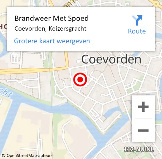 Locatie op kaart van de 112 melding: Brandweer Met Spoed Naar Coevorden, Keizersgracht op 24 januari 2023 16:13