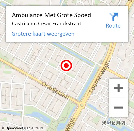 Locatie op kaart van de 112 melding: Ambulance Met Grote Spoed Naar Castricum, Cesar Franckstraat op 24 januari 2023 16:20