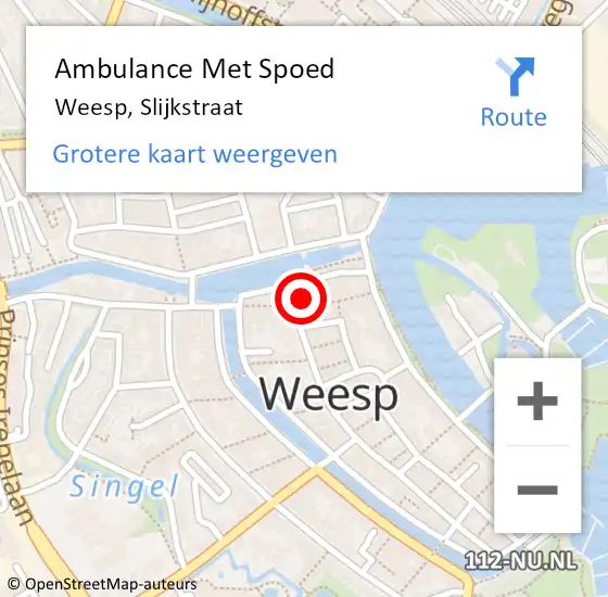 Locatie op kaart van de 112 melding: Ambulance Met Spoed Naar Weesp, Slijkstraat op 24 januari 2023 16:21