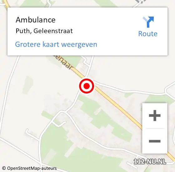 Locatie op kaart van de 112 melding: Ambulance Puth, Geleenstraat op 13 augustus 2014 10:54