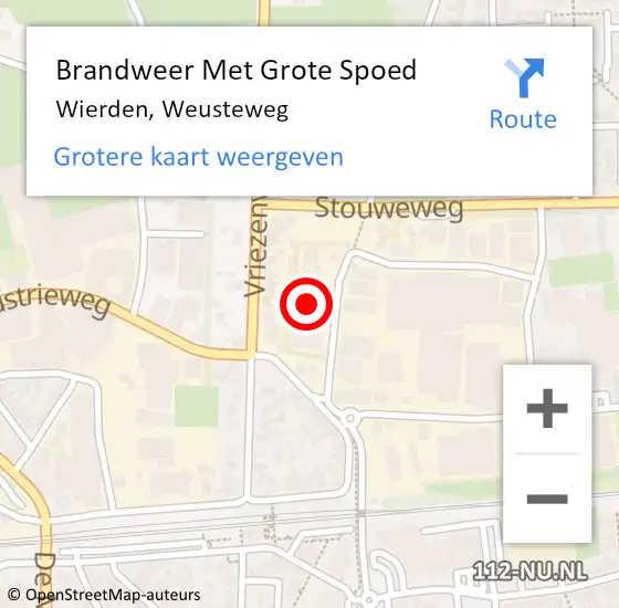 Locatie op kaart van de 112 melding: Brandweer Met Grote Spoed Naar Wierden, Weusteweg op 24 januari 2023 16:38