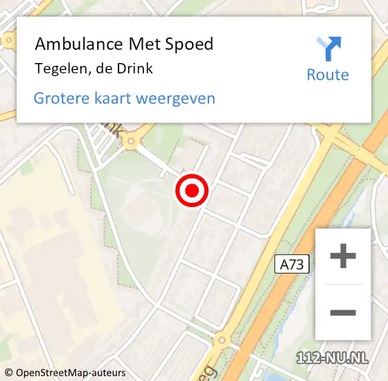 Locatie op kaart van de 112 melding: Ambulance Met Spoed Naar Tegelen, de Drink op 24 januari 2023 16:39