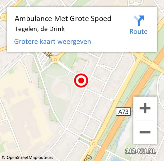 Locatie op kaart van de 112 melding: Ambulance Met Grote Spoed Naar Tegelen, de Drink op 24 januari 2023 16:46